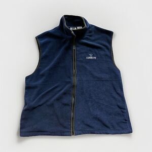 VTG Y2K The Edge Dallas Cowboys NFL Football Blue‎ Full Zip Fleece Vest - XL